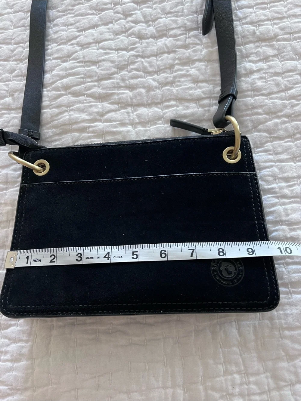 Spartina 449 Siren Collection Suede Carrie Crossbody Bag Black EUC